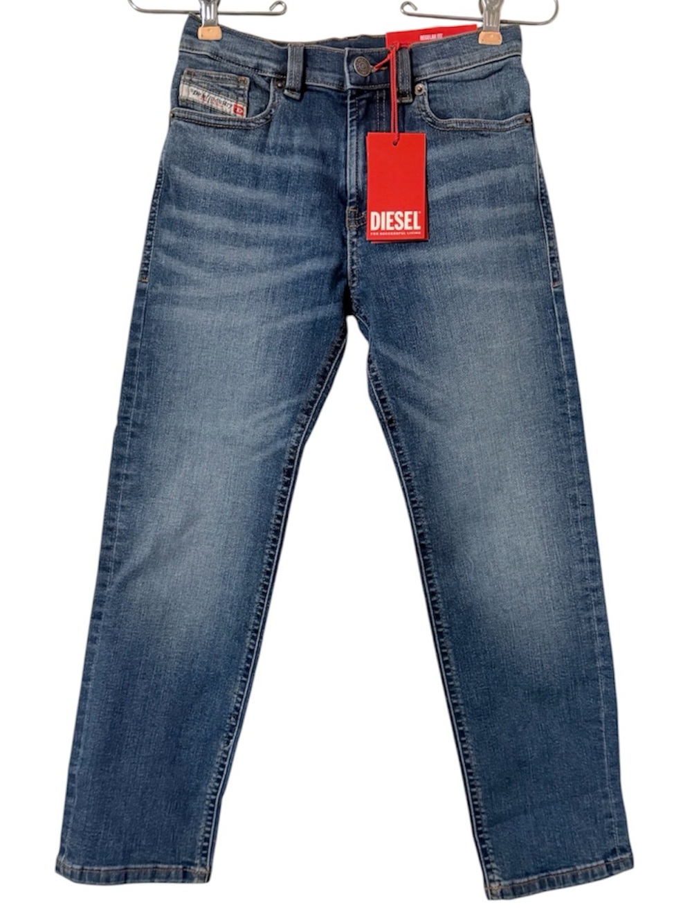 Diesel Boys Regular Fit Mid Waist Tapered Leg Denim Jeans Medium Wash Sz 8Y NWT